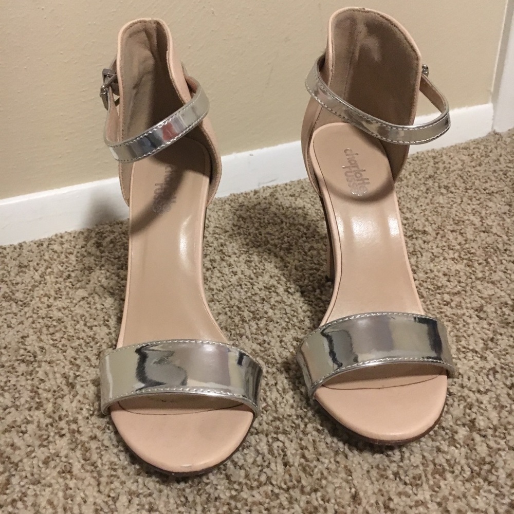 Silver strap heels.